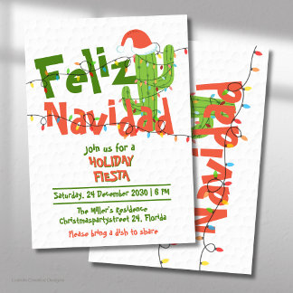 Convite Feliz Navidad Cacto Fofo Natal Divertido Festa de 