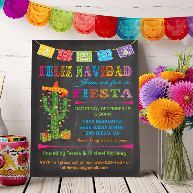 Convite Feliz navidad Fiesta Cactus em Quadro de Quadrinho (Criador carregado)