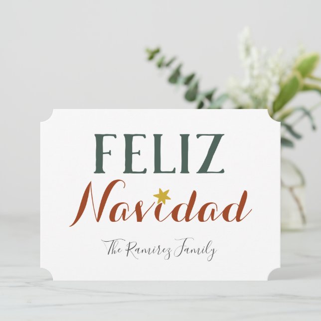 Convite Feliz Navidad minimalista de Natal (Em pé/Frente)