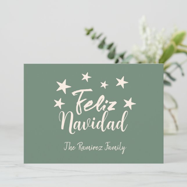 Convite Feliz Navidad Moderna Saudação à Família de Natal (Em pé/Frente)