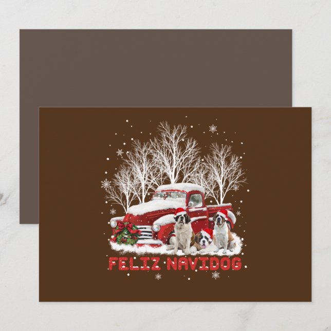 Convite Feliz Navidog São Bernardo Amantes de Cães de Nata (Frente/Verso)