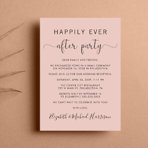 Convite Feliz Nunca Após Recepção de casamento de Blush de