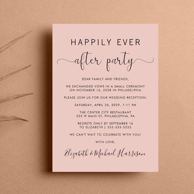 Convite Feliz Nunca Após Recepção de casamento de Blush de (From private vows to a grand party - invite family and friends to celebrate your marriage!)