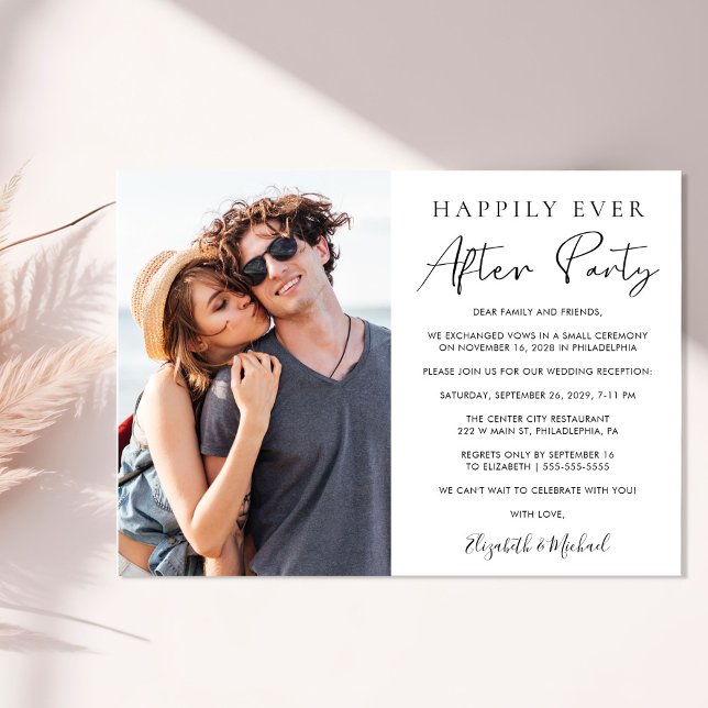 Convite Feliz Nunca Depois Da Recepção de casamento De Fot (An elegant Happily Ever After Party Invitation to set the tone for an unforgettable event)