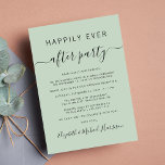 Convite Feliz Nunca Depois Da Recepção de casamento Verde<br><div class="desc">Sage Green Element ou pequeno anúncio de casamento e recepção de casamento ou convite de festas de celebração. "Feliz Festa Nunca Depois" é escrito em uma simples tipografia e uma escrita contemporânea com pestanas. Personalize seu anúncio de casamento e seu convite de recepção e adicione seus nomes em um script...</div>