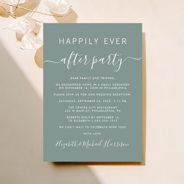 Convite Feliz Nunca Depois Da Recepção de casamento Verde  (From private vows to a grand party - invite family and friends to celebrate your marriage!)