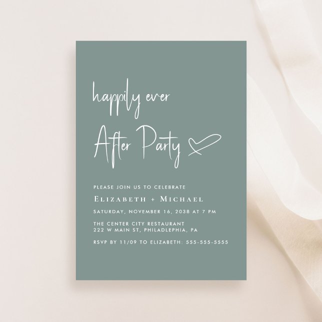 Convite Feliz Nunca Depois Da Recepção de casamento Verde  (An chic Happily Ever After Party invitation for your wedding celebration)