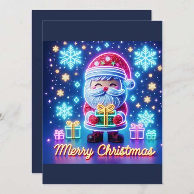 Convite Feliz Papai noel de Natal Presente (Frente/Verso)