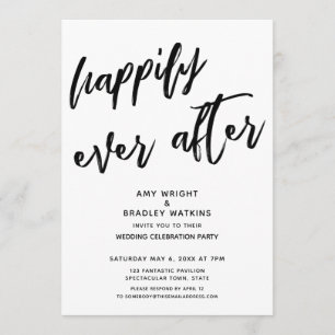 Convite Feliz Para Sempre Caligrafia Recepção de Casamento