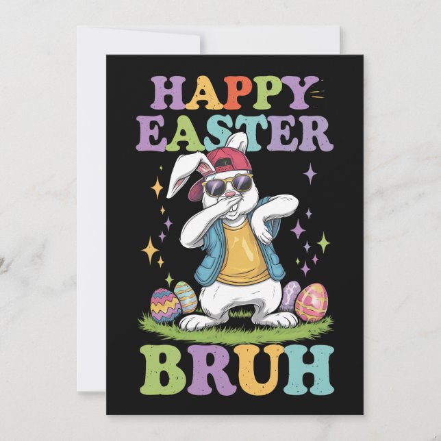 Convite Feliz Páscoa Bruh Coelhinho Coelho Dabbing Diverti (Frente)