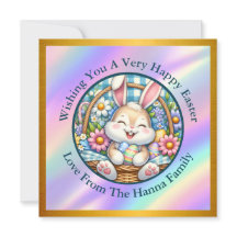 Feliz Páscoa Com Coelhinho Fofo, Ovos e Floral