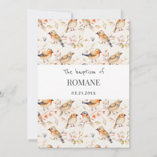 Convite Feliz Pássaros Aquarela Batismo