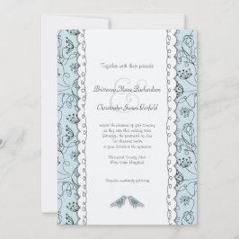 Convite Feliz Pássaros Azuis Casando Dodle Trendy Orçament