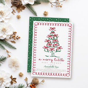Convite Feliz Pequena Árvore de Natal Chá de fraldas Verme