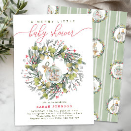 Convite Feliz Pequena coroa Chá de fraldas de Natal