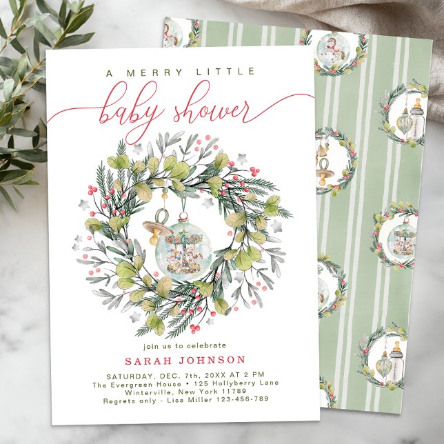 Convite Feliz Pequena coroa Chá de fraldas de Natal (Holiday Baby Shower Theme)