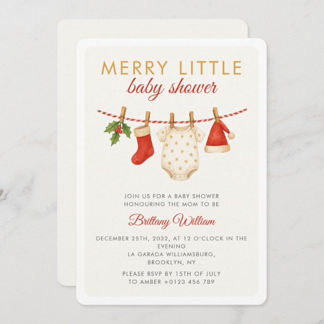 Convite Feliz Pequeno Bebê Chá de fraldas (Frente/Verso)