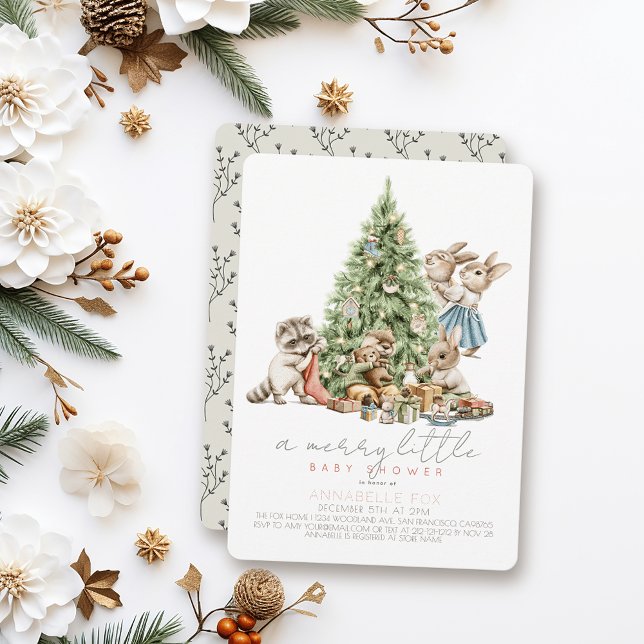 Convite Feliz Pequeno Chá de fraldas de Floresta de Natal (Criador carregado)