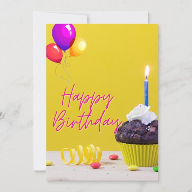 Convite Feliz Poster de aniversário - Brilhante e alegre (Frente)
