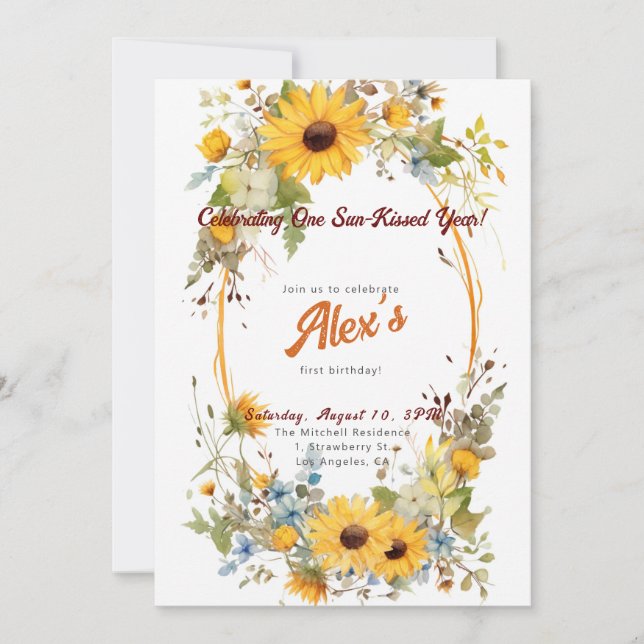 Convite Feliz Primeiro Aniversário! Festa de Aniversário d (Frente)