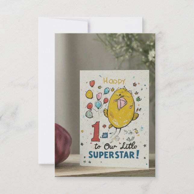 Convite "Feliz primeiro aniversario para nossa Pequena Sup (Frente)