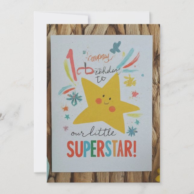 Convite "Feliz primeiro aniversario para nossa Pequena Sup (Frente)