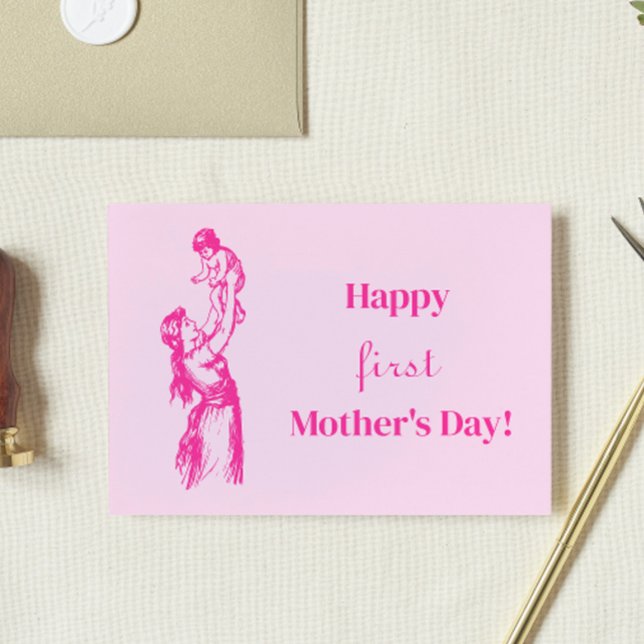 Convite Feliz primeiro Dia de as mães - É uma menina! Plac (Criador carregado)