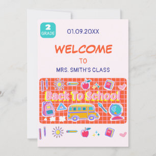 Convite Feliz Primeiro Dia de Aula! Mensagem da Professora