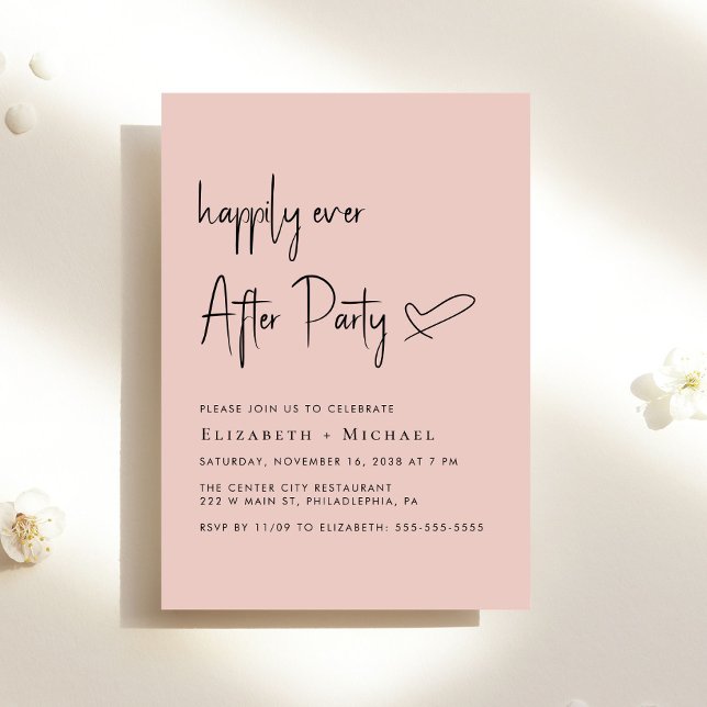 Convite Feliz Recepção de casamento De Festas (An chic Happily Ever After Party invitation for your wedding celebration)