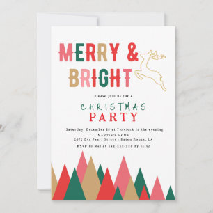 Convite Feliz retrô colorida e festa de Natal brilhante