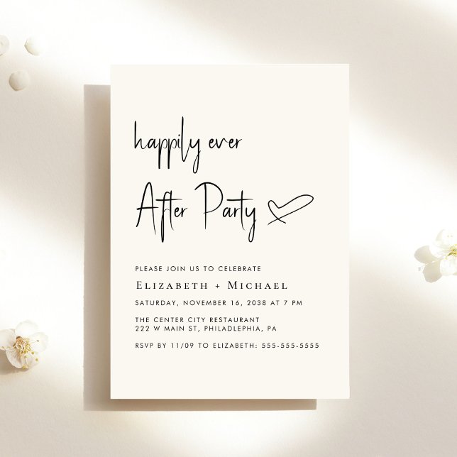 Convite Feliz Sempre Depois da Recepção de casamento de Cr (An chic Happily Ever After Party invitation for your wedding celebration)