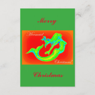 Convite Feliz Sereia Natal vermelho/verde