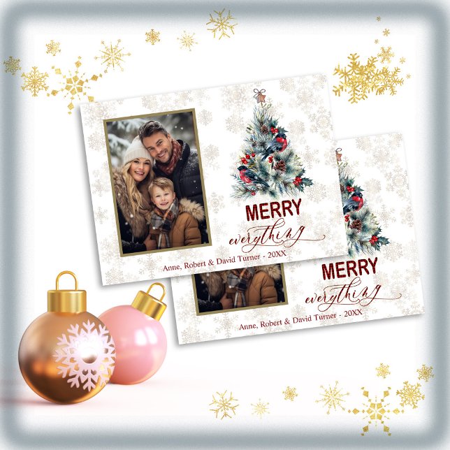 Convite Feliz Simples da Família Fotográfica Tudo Feriados (Christmas everything wishes photo family, holidays greetings photo family)
