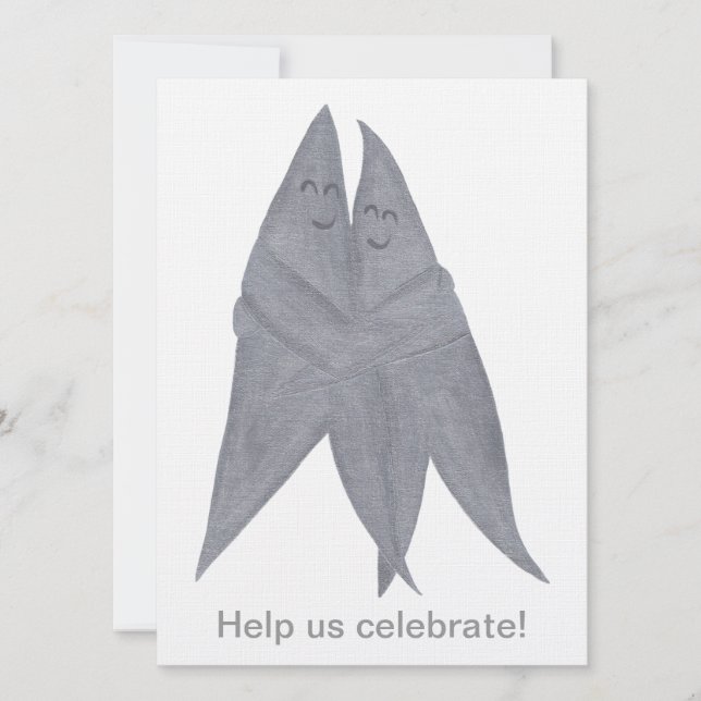 Convite Feliz Sorriso Estrelas de Prata Casamento de Casal (Frente)