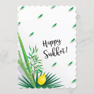 Convite Feliz Sukkot Lulav e Etrog Aquarela