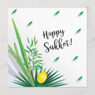 Convite Feliz Sukkot Lulav e Etrog Aquarela