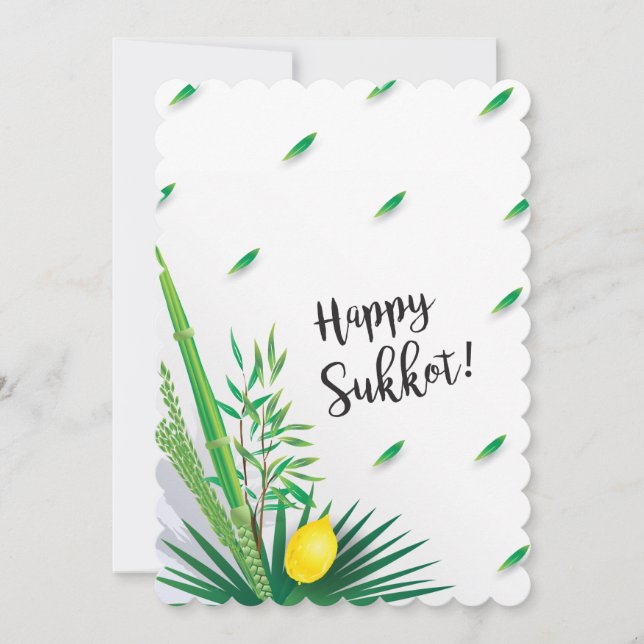 Convite Feliz Sukkot Lulav e Etrog Watercolor (Frente)