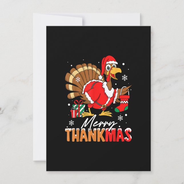 Convite Feliz Thankmas Turquia Santa Hat Ação de Graças Ch (Frente)