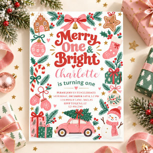 Convite Feliz Um & Brilhante Aniversário de Natal Primeiro