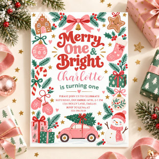 Convite Feliz Um & Brilhante Aniversário de Natal Primeiro