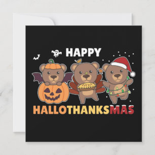 Convite Feliz Urso de Natal do Hallothanksma's