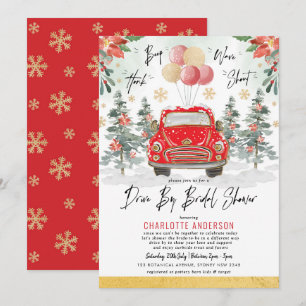 Convite Feliz Vermelho Verde Dourado Inverno por Chá de pa