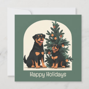 Convite Felizes Festas Cães Rottweiler