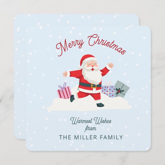 Convite Felizes Papais noeis, azul claro Natal (Frente/Verso)