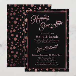 Convite Felizes Para Sempre Rosagold Confetes Bolhas Preto