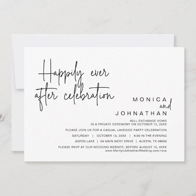 Convite Felizmente Depois, Celebração do Elopemento de Cas (Frente)