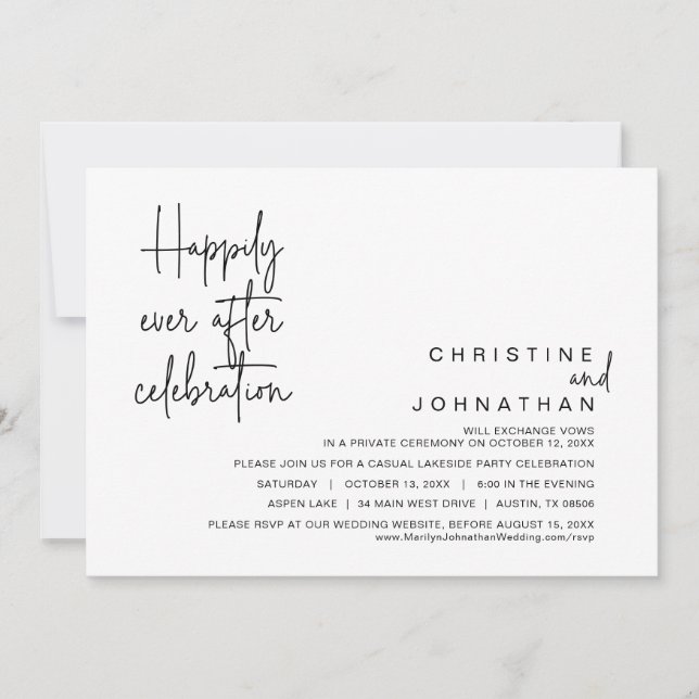 Convite Felizmente Depois, Celebração do Elopemento de Cas (Frente)