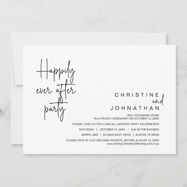 Convite Felizmente Depois De Casar O Partido Do Elopemento (Frente)