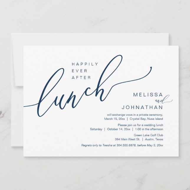 Convite Felizmente Depois Do Almoço De Elopemento De Casam (Frente)