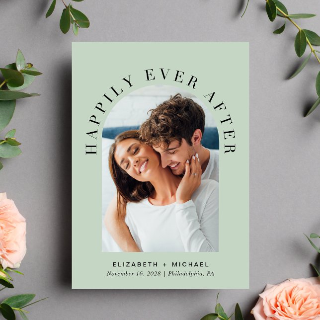 Convite Felizmente Depois Do Casamento De Foto De Arch (Criador carregado)